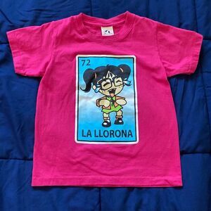 La Llorona Lotería Girls Graphic T-Shirt Medium Pink NWT Style Novelty Tee
